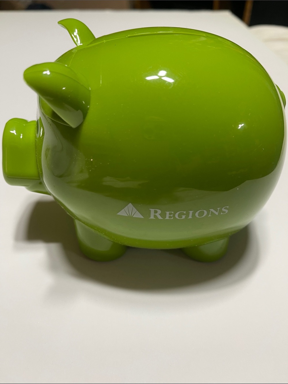 Green Piggy Bank - Bright Green Regions Savings Bank